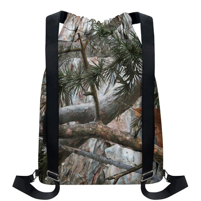 Jungle Hunting Camouflage Print Drawstring Backpack
