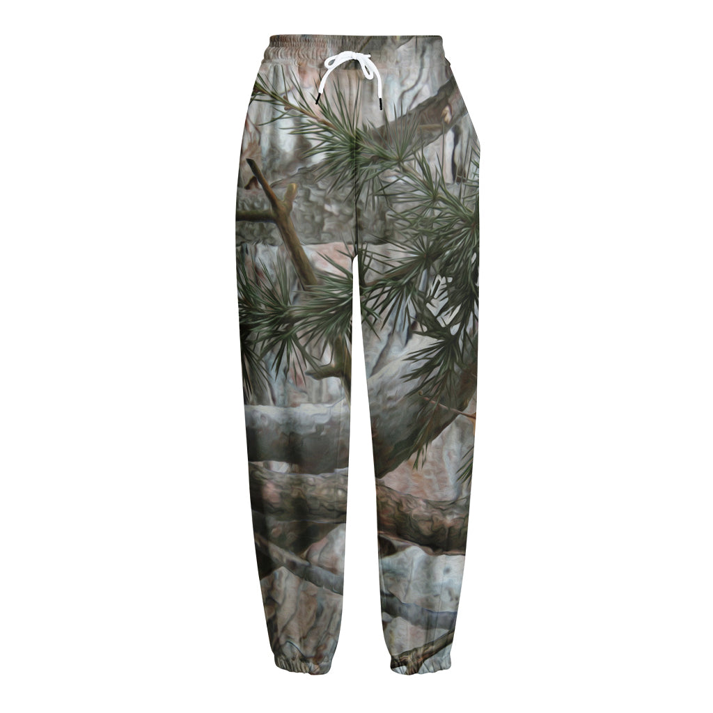 Jungle Hunting Camouflage Print Fleece Lined Knit Pants
