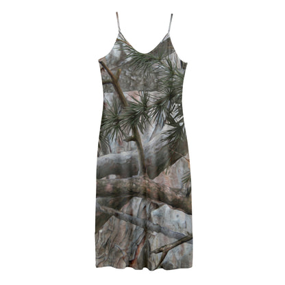 Jungle Hunting Camouflage Print Jersey Midi Cami Dress