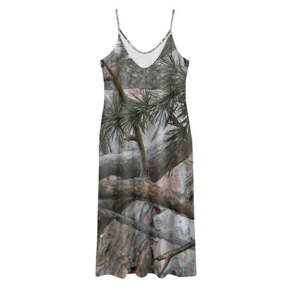 Jungle Hunting Camouflage Print Jersey Midi Cami Dress