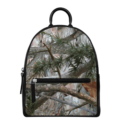 Jungle Hunting Camouflage Print Leather Backpack