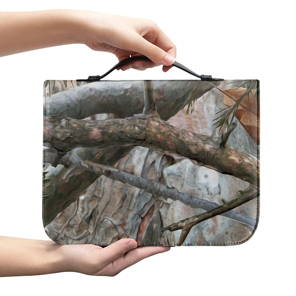 Jungle Hunting Camouflage Print Leather Bible Cover