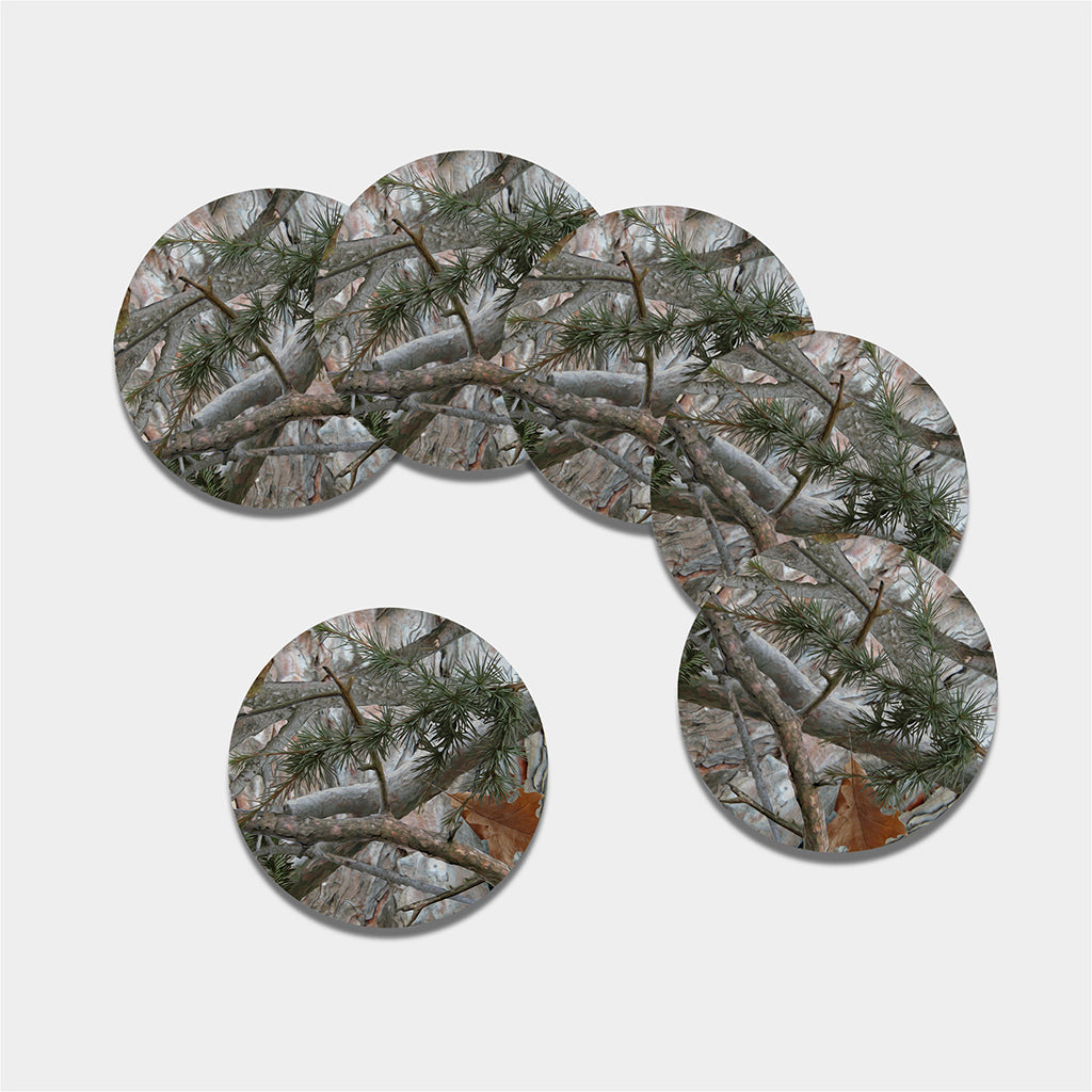 Jungle Hunting Camouflage Print Leather Coaster Set