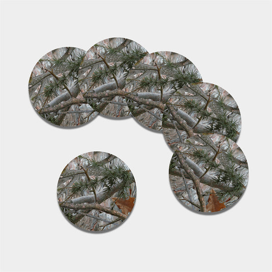 Jungle Hunting Camouflage Print Leather Coaster Set