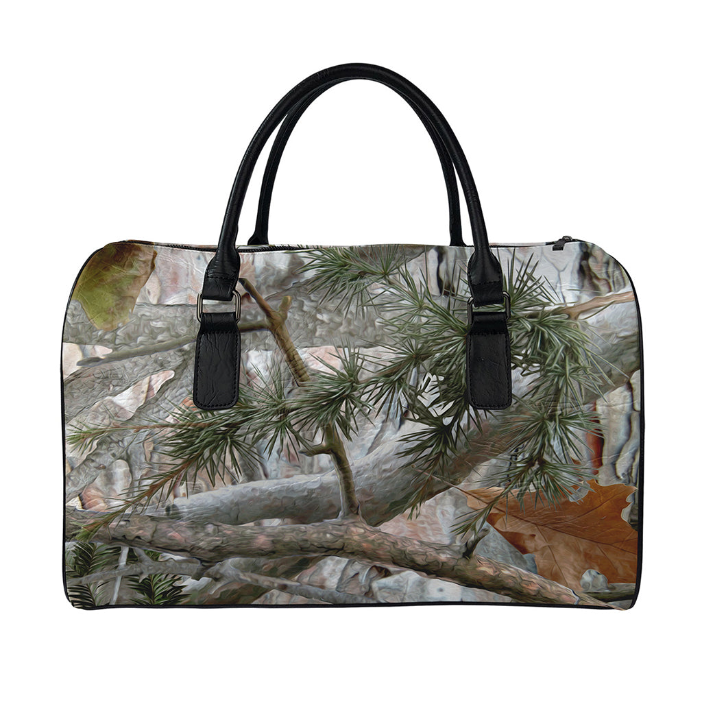 Jungle Hunting Camouflage Print Leather Duffle Bag