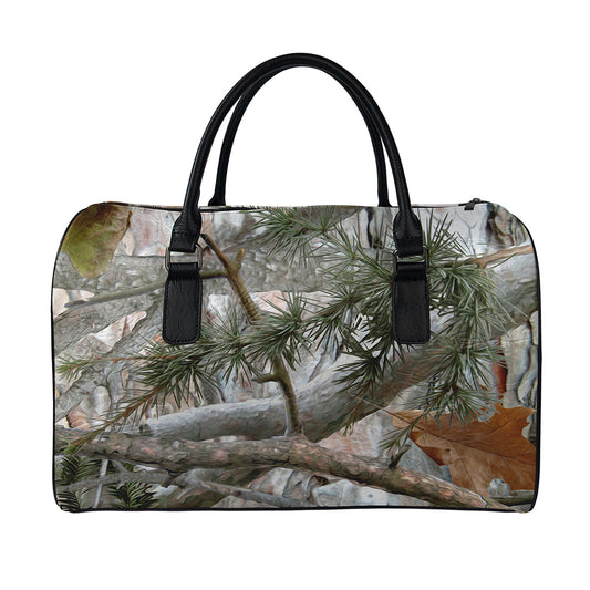 Jungle Hunting Camouflage Print Leather Duffle Bag
