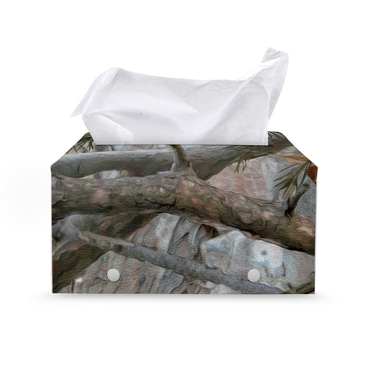 Jungle Hunting Camouflage Print Leather Tissue Box Cover