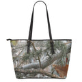 Jungle Hunting Camouflage Print Leather Tote Bag With Zipper