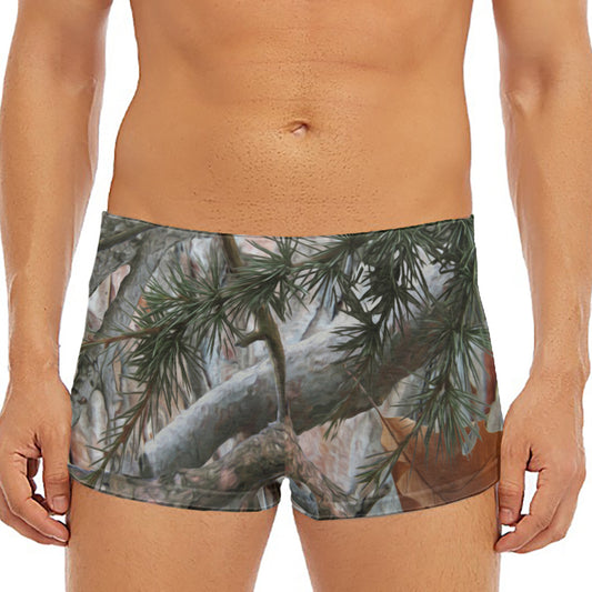 Jungle Hunting Camouflage Print Men's Short Boxer Briefs