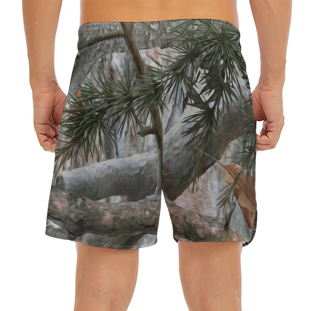 Jungle Hunting Camouflage Print Men's Split Running Shorts