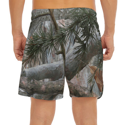 Jungle Hunting Camouflage Print Men's Split Running Shorts