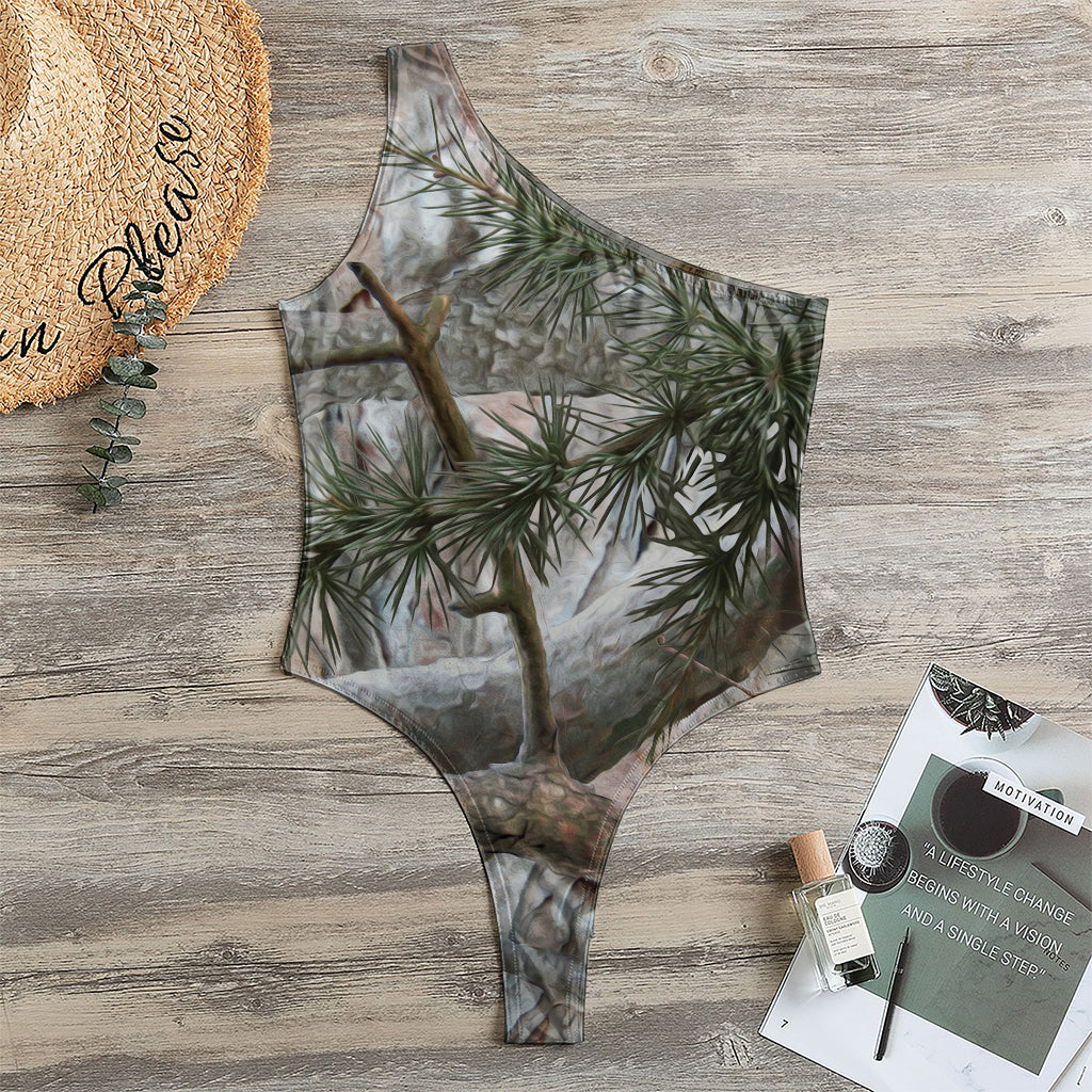Jungle Hunting Camouflage Print One Shoulder Bodysuit