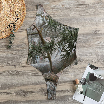 Jungle Hunting Camouflage Print One Shoulder Bodysuit