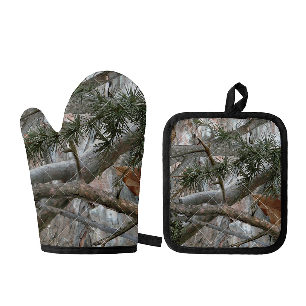 Jungle Hunting Camouflage Print Oven Mitt And Pot Holder Set