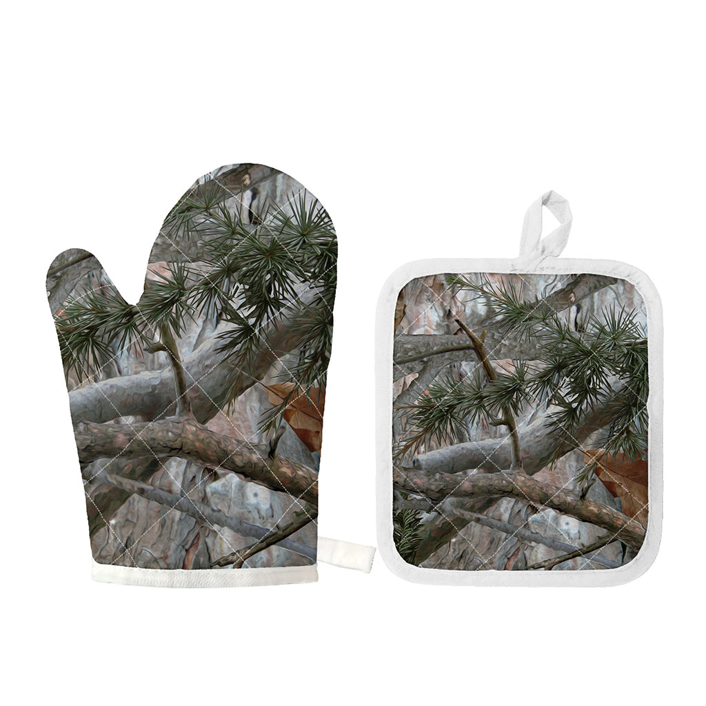 Jungle Hunting Camouflage Print Oven Mitt And Pot Holder Set