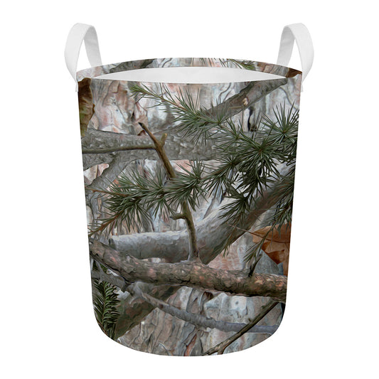 Jungle Hunting Camouflage Print Round Laundry Basket