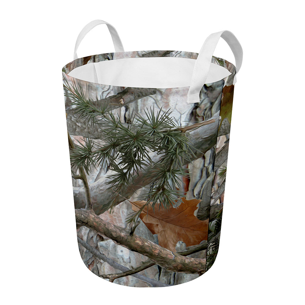 Jungle Hunting Camouflage Print Round Laundry Basket