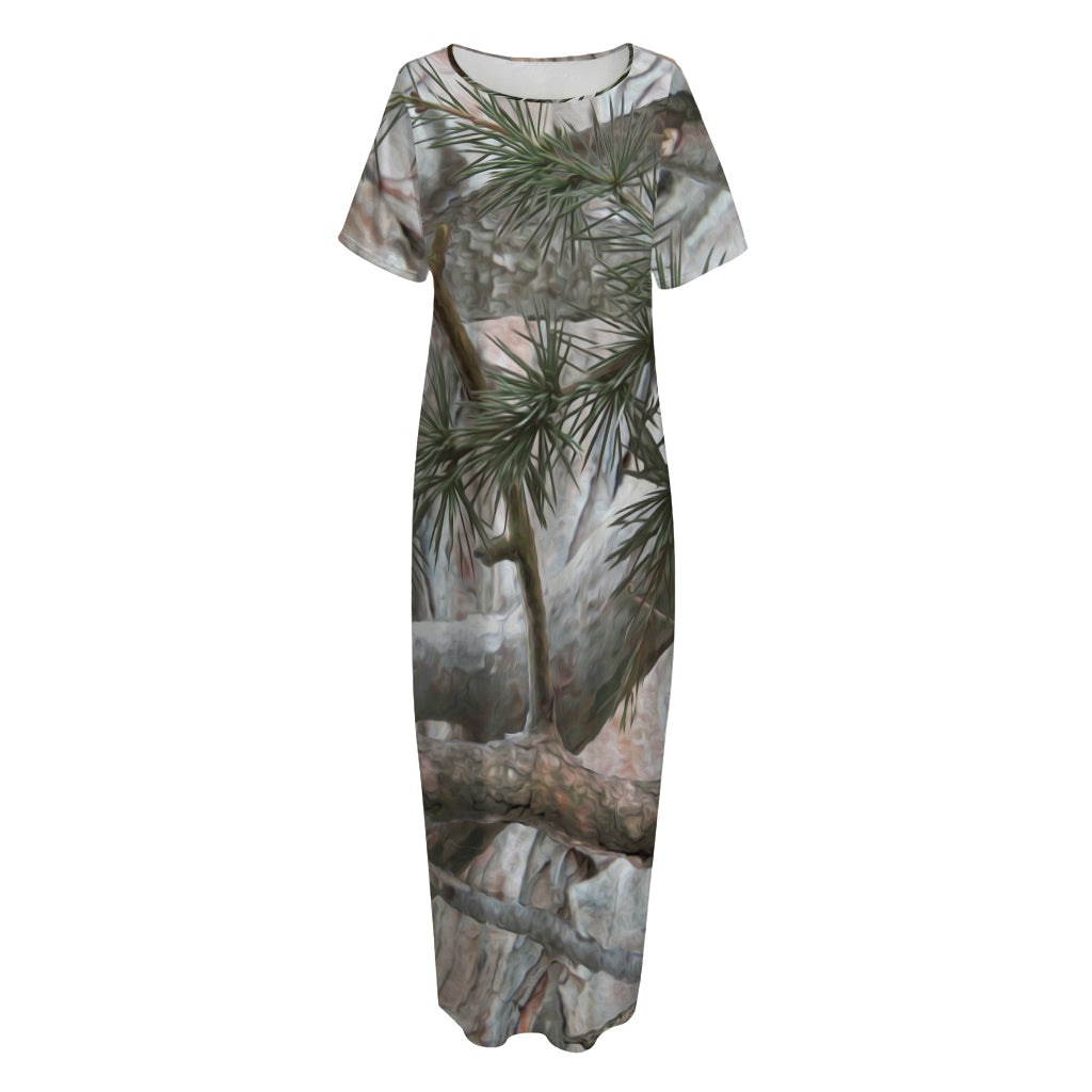Jungle Hunting Camouflage Print Short Sleeve Long Nightdress