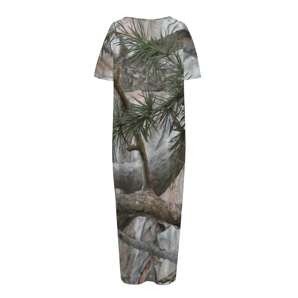 Jungle Hunting Camouflage Print Short Sleeve Long Nightdress