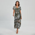 Jungle Hunting Camouflage Print Short Sleeve Maxi Dress
