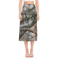 Jungle Hunting Camouflage Print Side Slit Midi Skirt