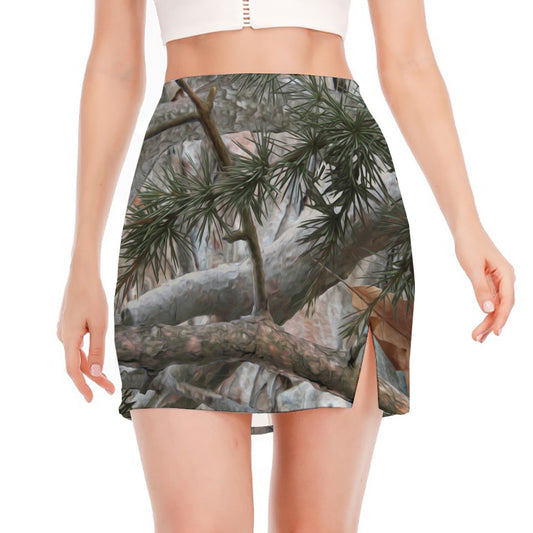 Jungle Hunting Camouflage Print Side Slit Mini Skirt