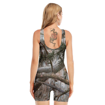 Jungle Hunting Camouflage Print Sleeveless One Piece Swimsuit