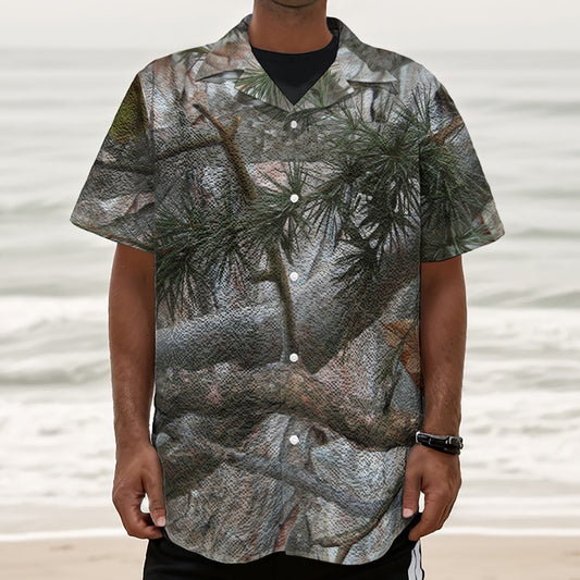 Jungle Hunting Camouflage Print Textured Short Sleeve Shirt