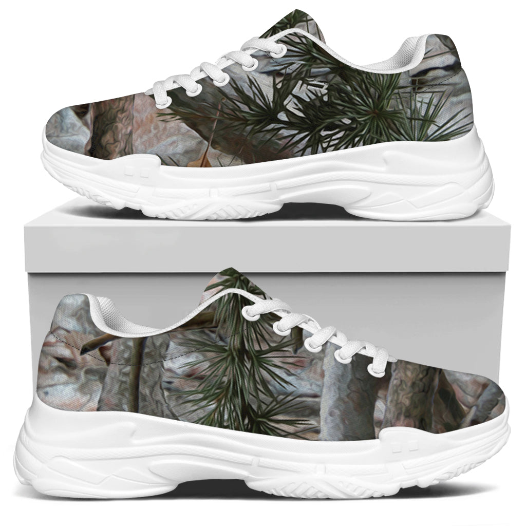 Jungle Hunting Camouflage Print White Chunky Shoes