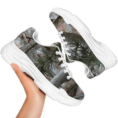 Jungle Hunting Camouflage Print White Chunky Shoes