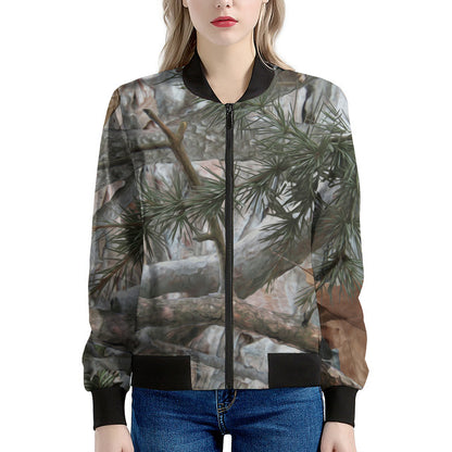 Jungle Hunting Camouflage Print Women's Bomber Jacket