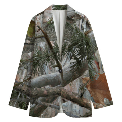 Jungle Hunting Camouflage Print Women's Cotton Blazer
