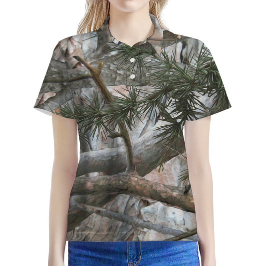 Jungle Hunting Camouflage Print Women's Polo Shirt