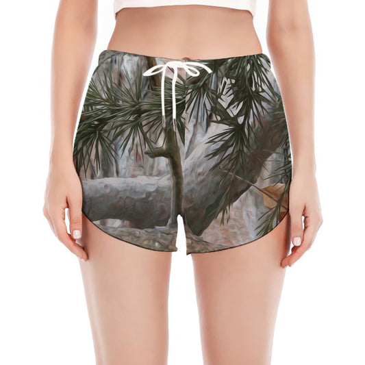 Jungle Hunting Camouflage Print Women's Split Running Shorts