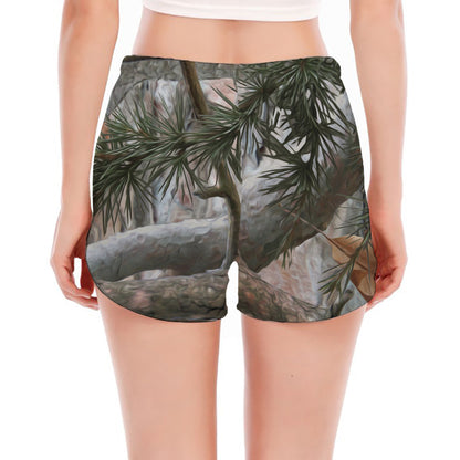 Jungle Hunting Camouflage Print Women's Split Running Shorts
