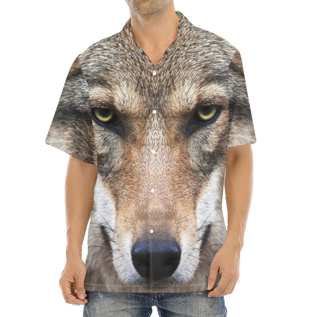 Jungle Wolf Print Aloha Shirt