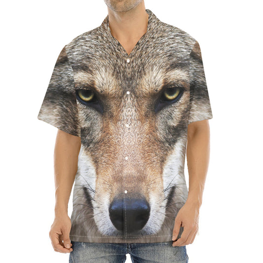 Jungle Wolf Print Aloha Shirt