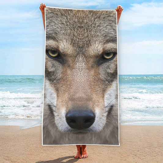 Jungle Wolf Print Beach Towel