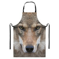 Jungle Wolf Print Bib Apron With Pocket