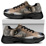 Jungle Wolf Print Black Chunky Shoes