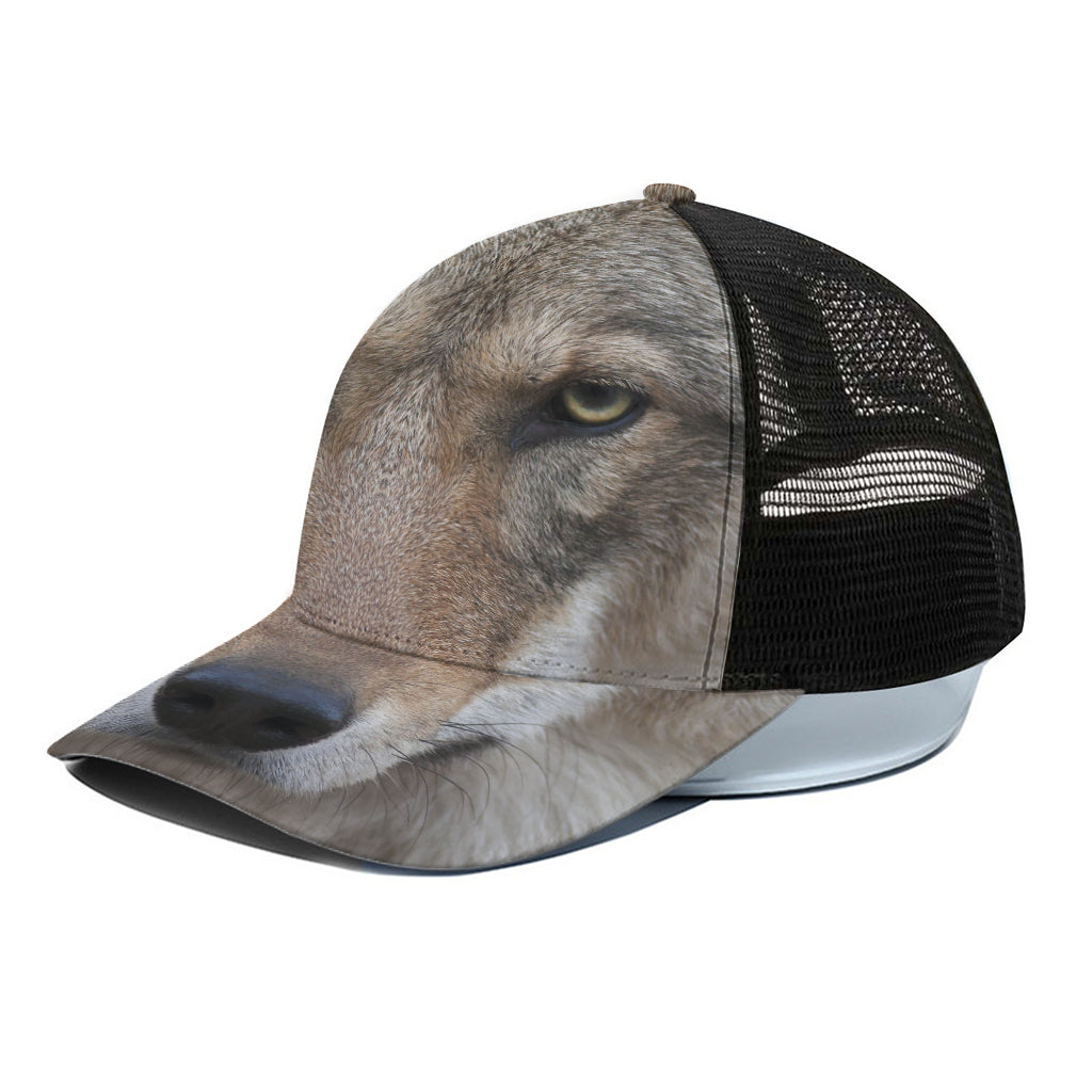 Jungle Wolf Print Black Mesh Trucker Cap