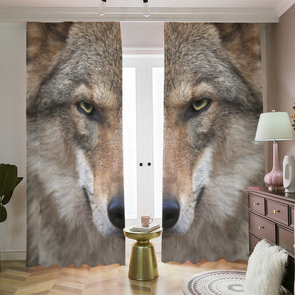 Jungle Wolf Print Blackout Pencil Pleat Curtains