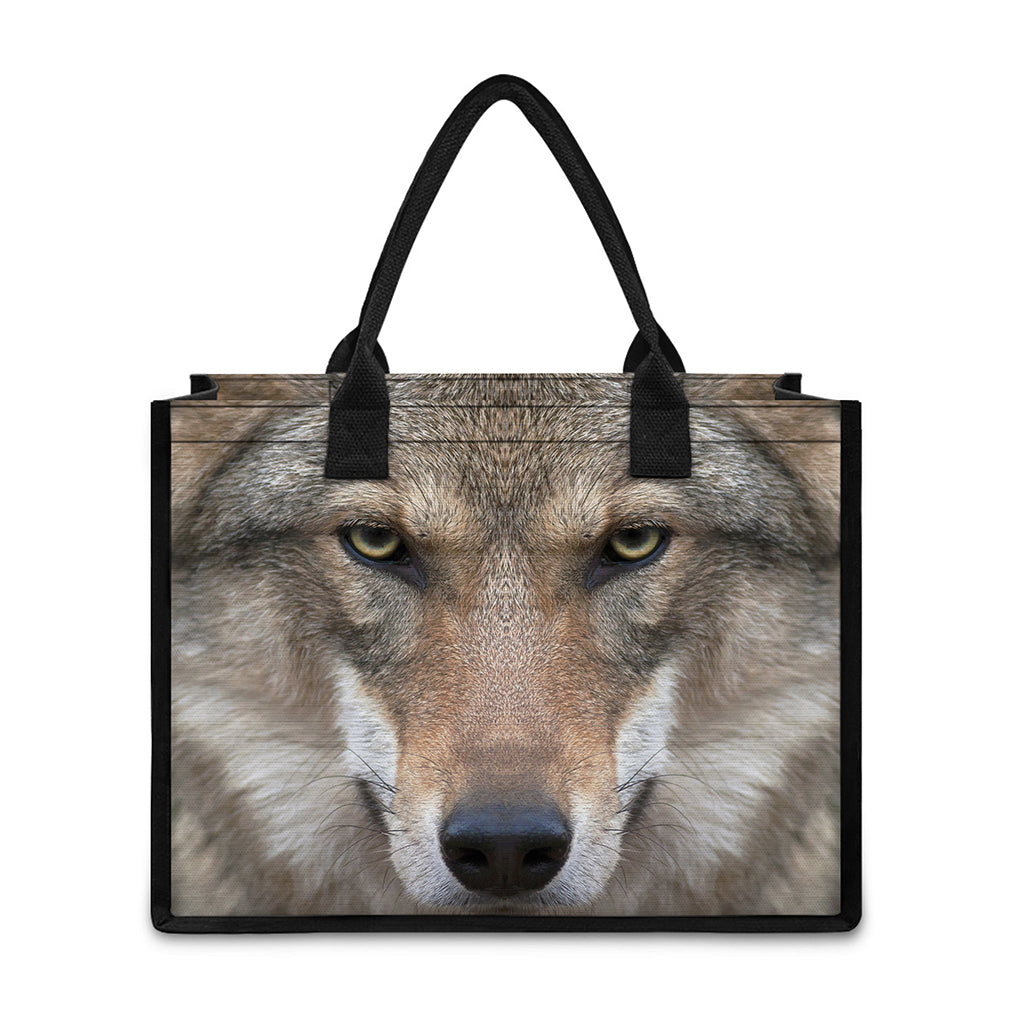Jungle Wolf Print Canvas Tote Bag