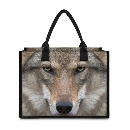 Jungle Wolf Print Canvas Tote Bag