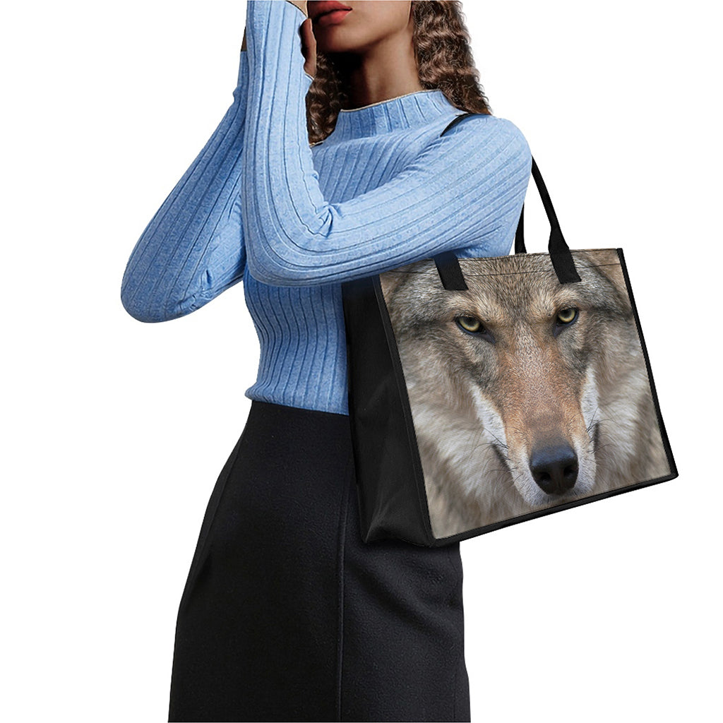 Jungle Wolf Print Canvas Tote Bag