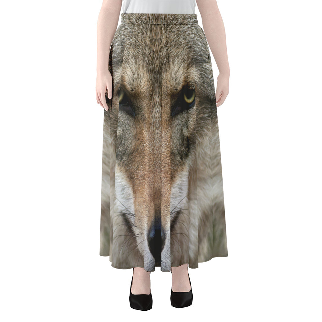 Jungle Wolf Print Chiffon Maxi Skirt