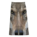Jungle Wolf Print Cotton Front Slit Maxi Skirt