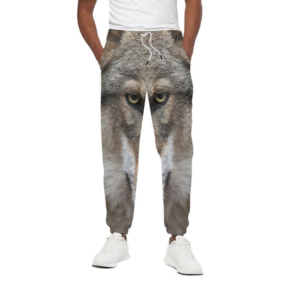 Jungle Wolf Print Cotton Pants