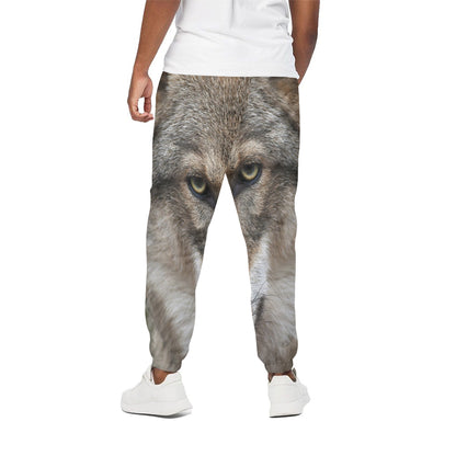 Jungle Wolf Print Cotton Pants