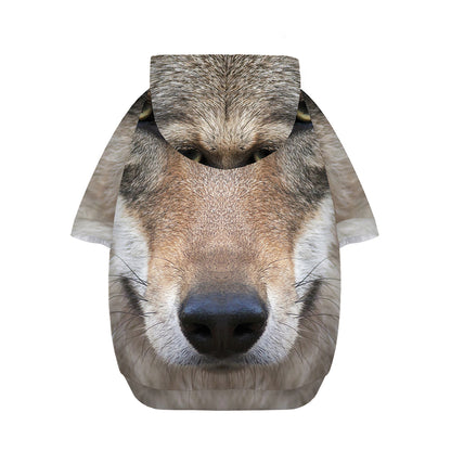 Jungle Wolf Print Dog Zip Up Hoodie